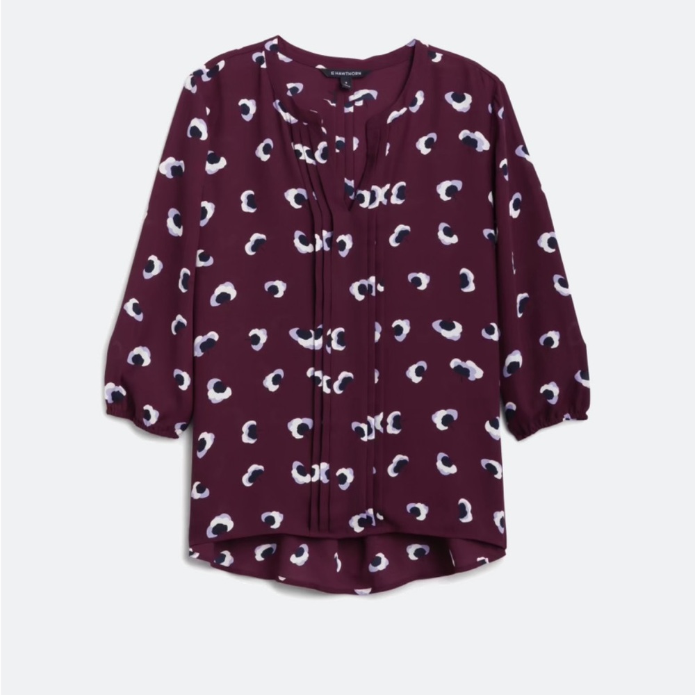 41 Hawthorne Women's Floral Print Blouse - Purple - Picture 8 of 8